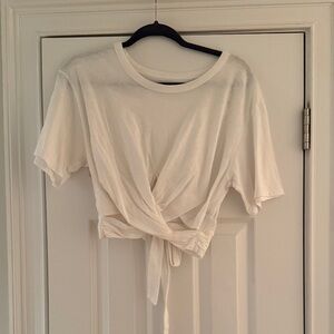 White Tie-Front Women's Top